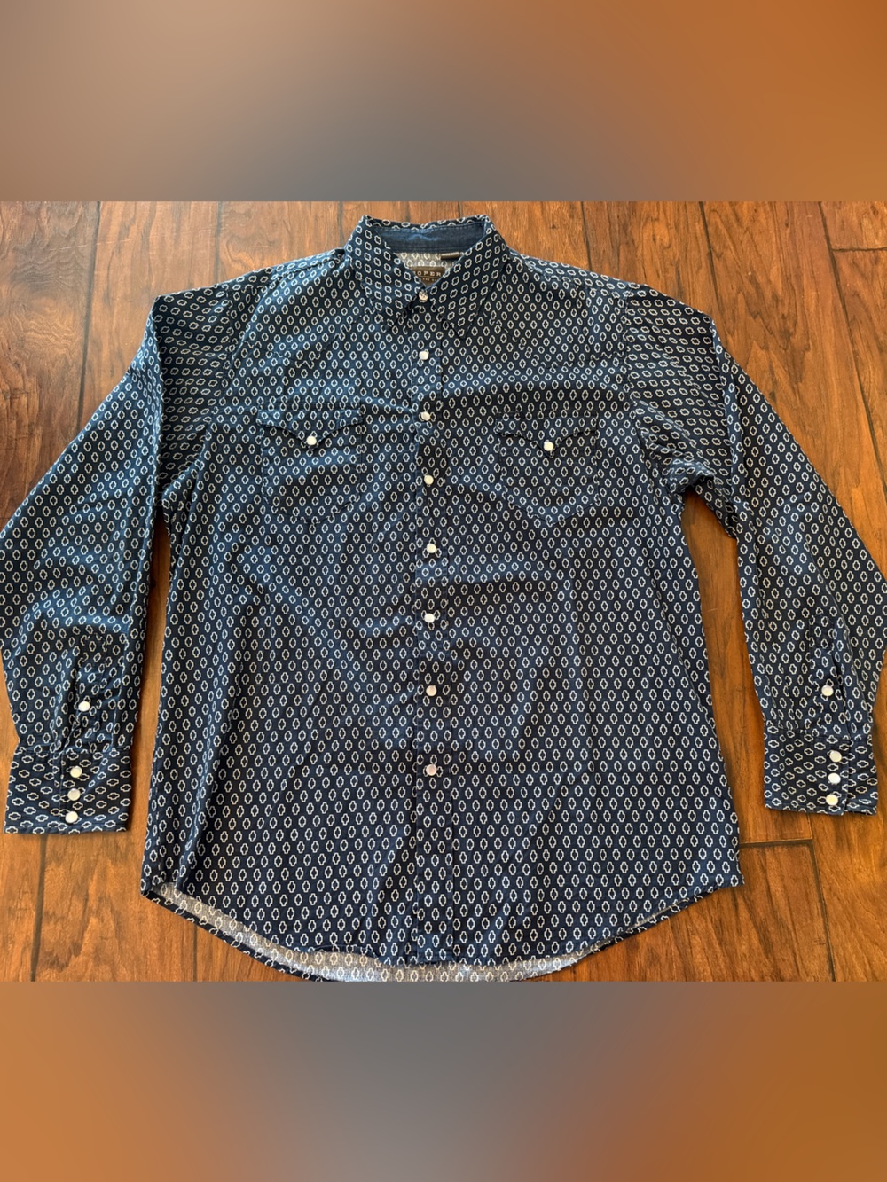 Roper Navy Blue Printed Button-Down Shirt